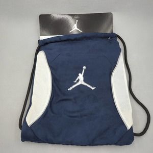 Nike Air Jordan Jumpman Drawstring Gym Bag Navy Blue White Sports Pack